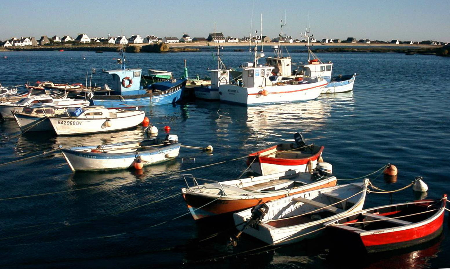 Boats in saint guenole harbour